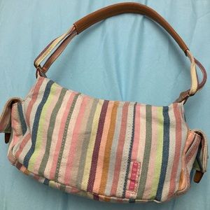 Fossil vintage multi color stripe mini purse
